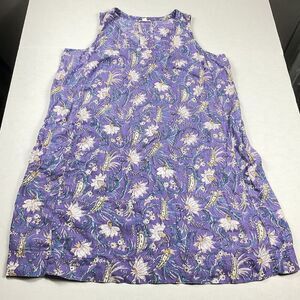 J.Jill Love Linen Dress L Purple Floral Sleeveless Summer Shift Relaxed Comfort